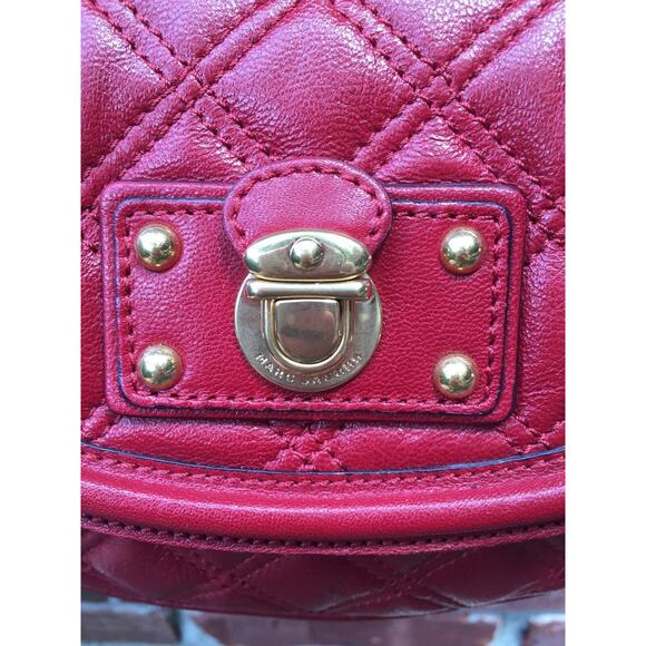 MARC JACOBS Red Quilted Leather Gold Crossbody Bag Shoulder Handbag - Picture 5 of 12